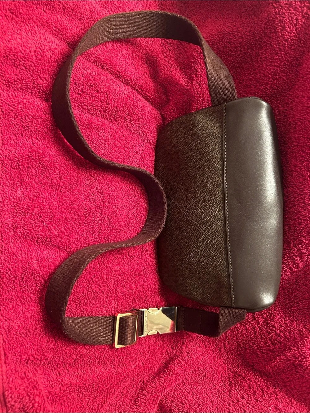 Michael Kors Brown Signature Mini Belt Bag with Gold Hardware